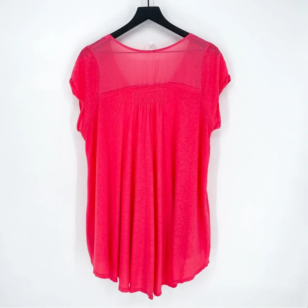 Free People Highland Blouse in Azalea Pink Small - Picture 5 of 8